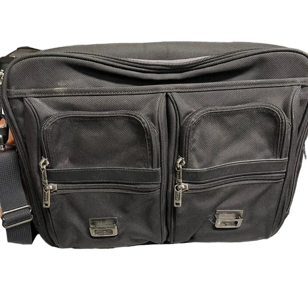 TUMI Leather Trimmed Canvas Briefcase Description Tumi Briefcase Blank - Picture 8 of 12